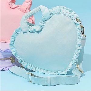 NWT Stoney Clover Lane Velvet Ruffle Mini Heart Tote in Cloud